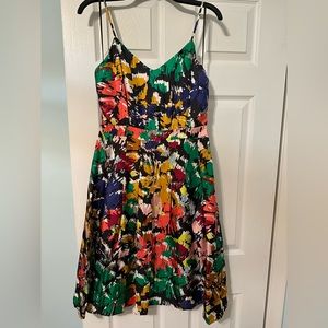 J. Crew Women’s Spaghetti Strap Dress in Colorful Brushstroke Print, Size 6